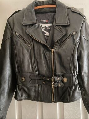Black Hills Women's Black Leather Biker Jacket